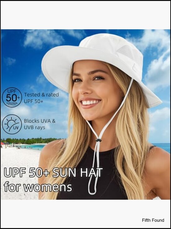 UPF 50+ Sun Hat Wide Brim Bucket Hat Adjustable Outdoor Beach Hiking main image 5